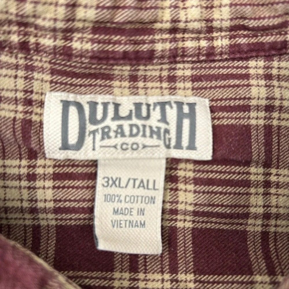 Duluth Trading Free Swingin Relaxed Fit‎ Flannel Shirt Mens 3XLT Long Sleeve Red